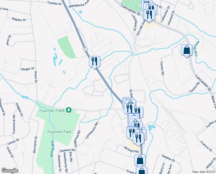 map of restaurants, bars, coffee shops, grocery stores, and more near 90 Chapman Place in Leominster
