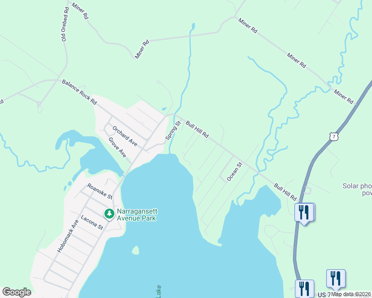 map of restaurants, bars, coffee shops, grocery stores, and more near A Street in Pittsfield