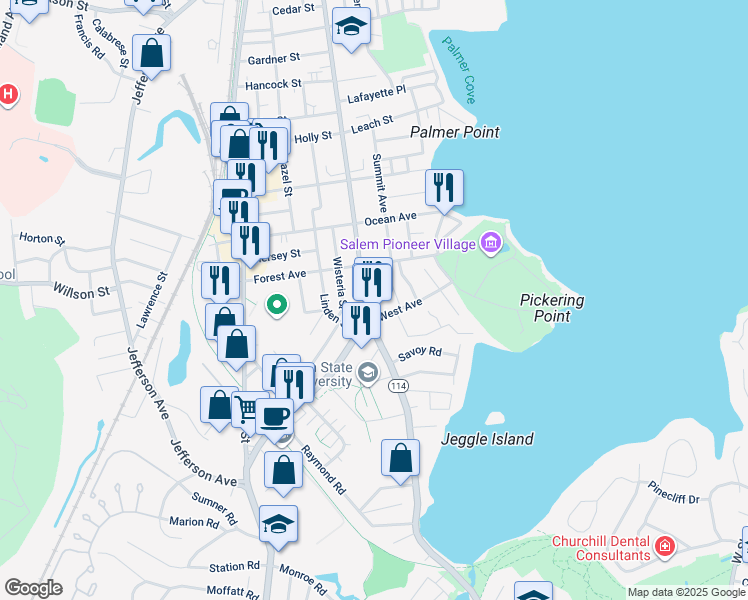 map of restaurants, bars, coffee shops, grocery stores, and more near in Salem