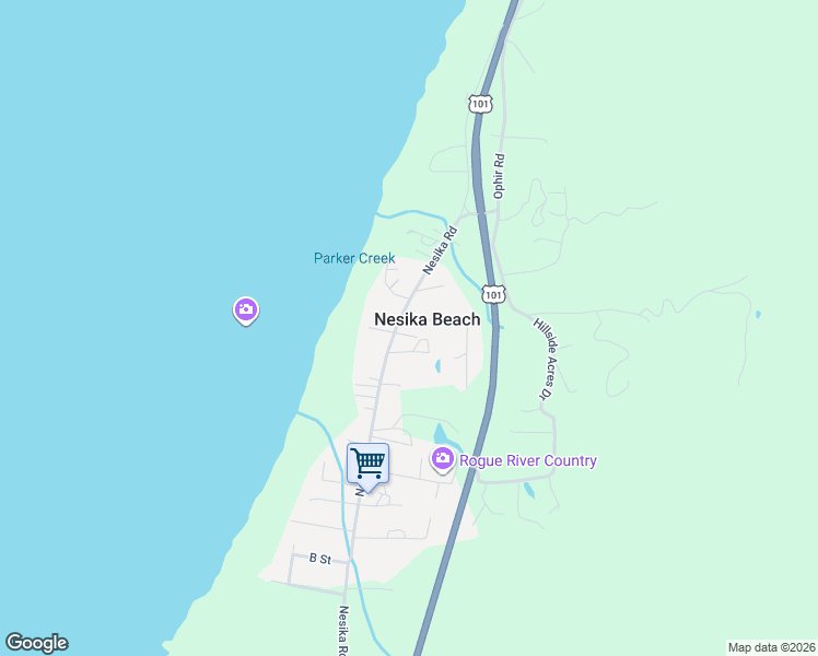 map of restaurants, bars, coffee shops, grocery stores, and more near 33041 Nesika Road in Gold Beach