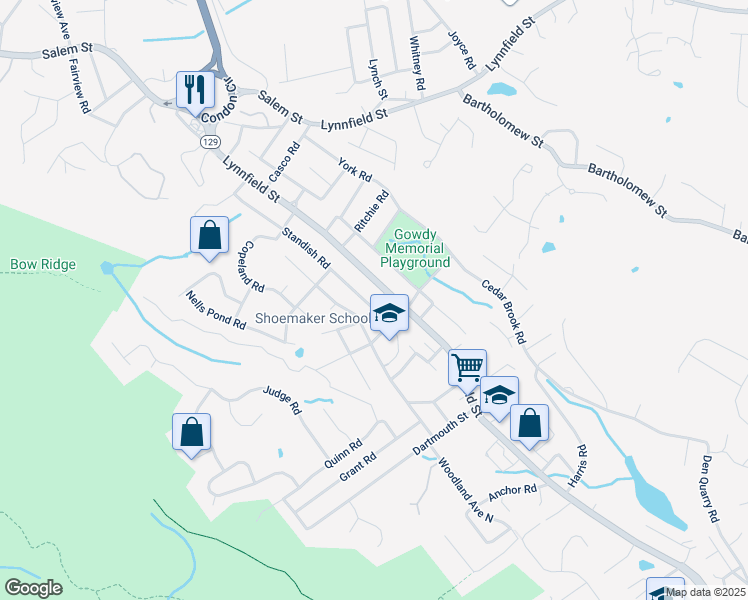 map of restaurants, bars, coffee shops, grocery stores, and more near 700 Lynnfield Street in Lynn