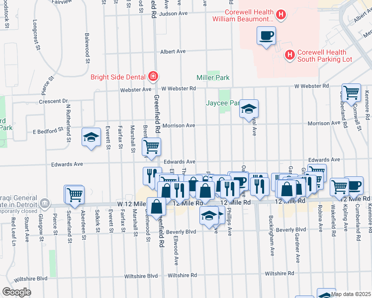 map of restaurants, bars, coffee shops, grocery stores, and more near 3889 Cummings Avenue in Berkley