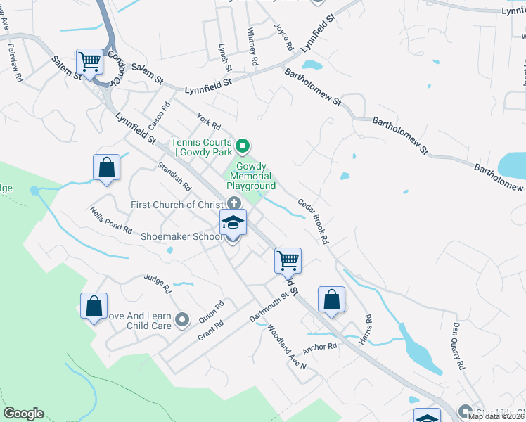 map of restaurants, bars, coffee shops, grocery stores, and more near 8 Kerrins Lane in Lynn