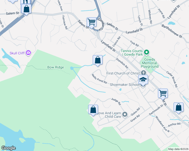 map of restaurants, bars, coffee shops, grocery stores, and more near 59 Bow Ridge Road in Lynn