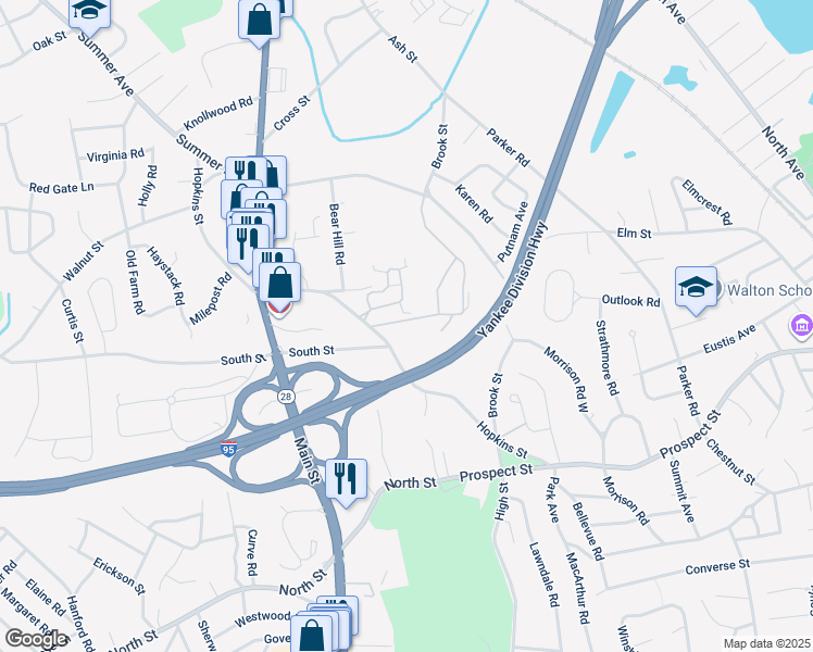 map of restaurants, bars, coffee shops, grocery stores, and more near 209 Gazebo Circle in Reading