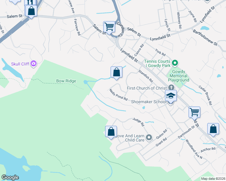 map of restaurants, bars, coffee shops, grocery stores, and more near 59 Bow Ridge Road in Lynn