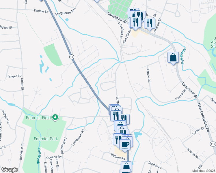map of restaurants, bars, coffee shops, grocery stores, and more near 10 Abbey Road in Leominster