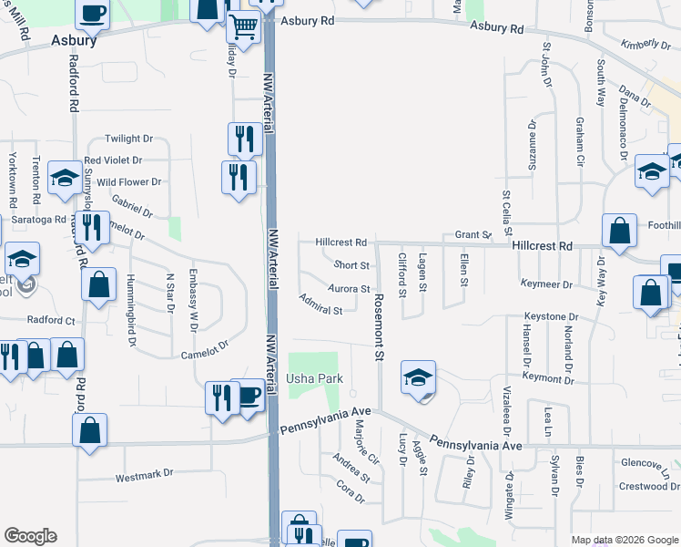 map of restaurants, bars, coffee shops, grocery stores, and more near 3928-3932 Short St in Dubuque