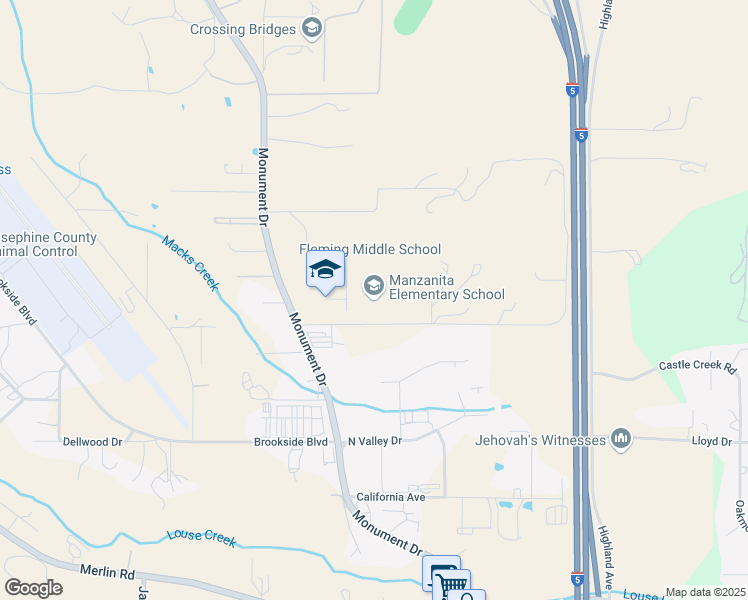 map of restaurants, bars, coffee shops, grocery stores, and more near 310 San Francisco Street in Grants Pass
