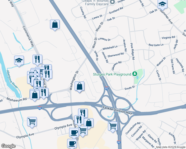 map of restaurants, bars, coffee shops, grocery stores, and more near 30 Border Road in Reading