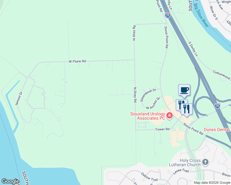 map of restaurants, bars, coffee shops, grocery stores, and more near 615 West Timber Road in North Sioux City