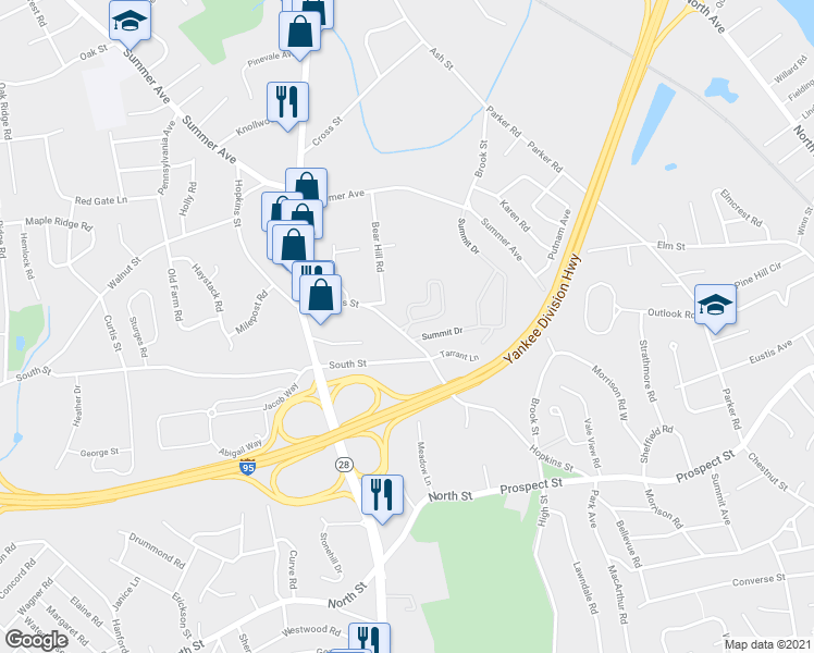 map of restaurants, bars, coffee shops, grocery stores, and more near 606 Gazebo Circle in Reading