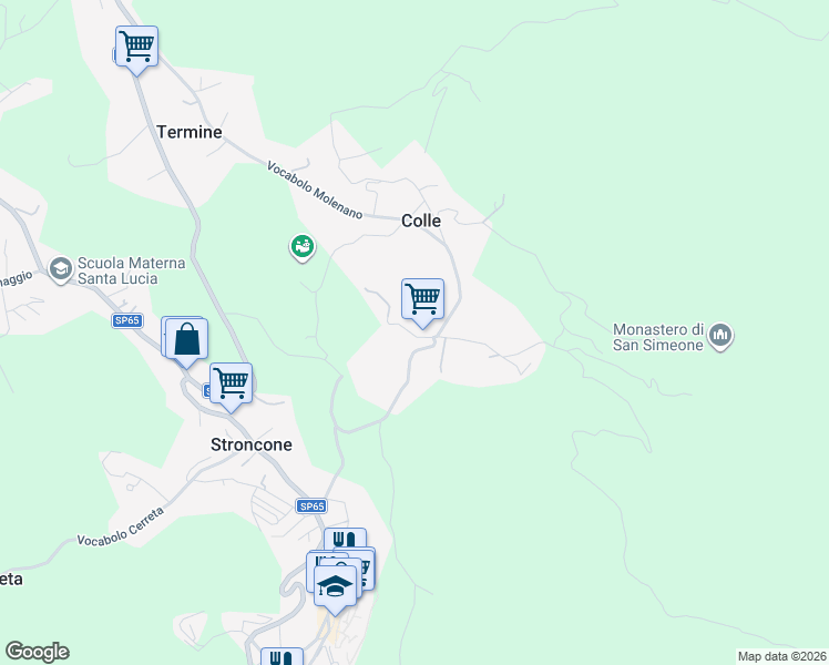 map of restaurants, bars, coffee shops, grocery stores, and more near 6 Vocabolo Colle in Colle