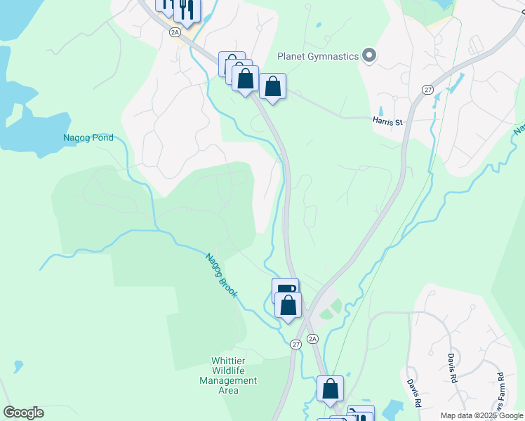 map of restaurants, bars, coffee shops, grocery stores, and more near 380a Great Road in Acton