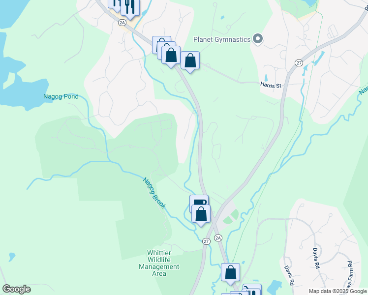 map of restaurants, bars, coffee shops, grocery stores, and more near 380a Great Road in Acton