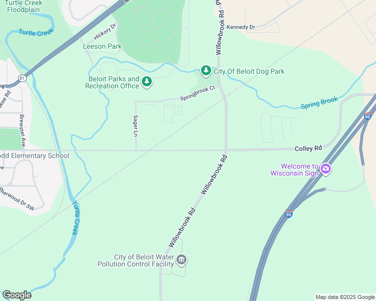 map of restaurants, bars, coffee shops, grocery stores, and more near Colley Road in Beloit