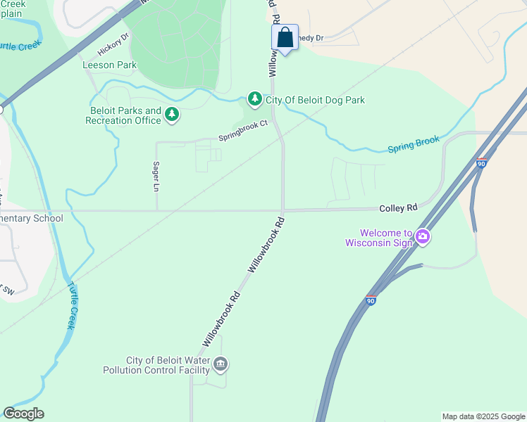 map of restaurants, bars, coffee shops, grocery stores, and more near Colley Road in Beloit