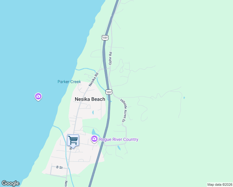 map of restaurants, bars, coffee shops, grocery stores, and more near 33055 Hillside Acres Road in Gold Beach