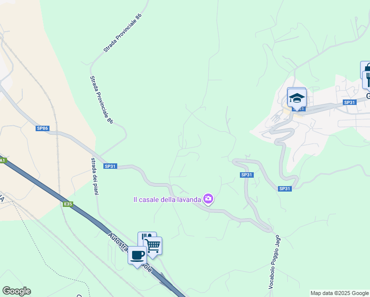 map of restaurants, bars, coffee shops, grocery stores, and more near 120 Vocabolo Sughera in Provincia di Terni