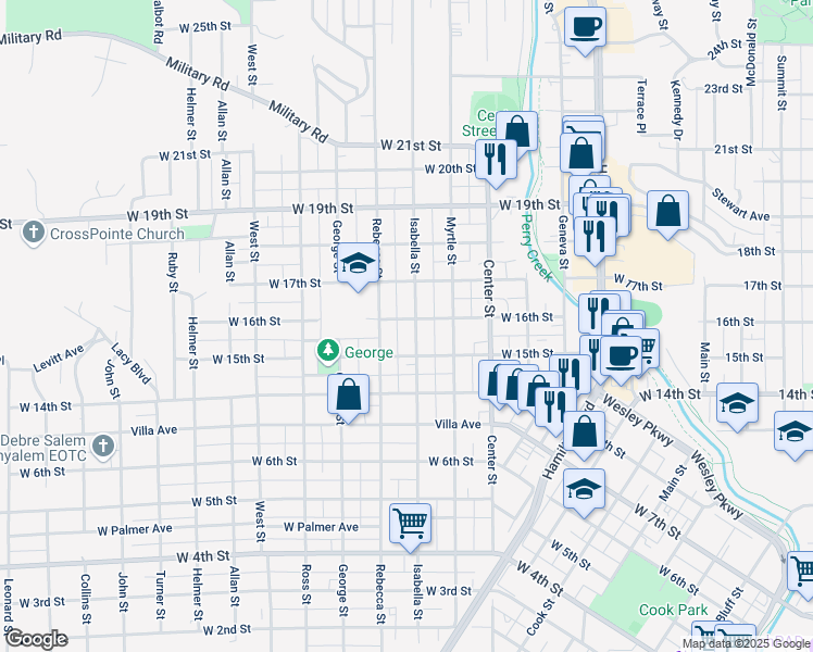map of restaurants, bars, coffee shops, grocery stores, and more near 1300-1350 W 16th St in Sioux City