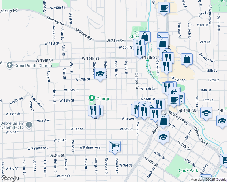 map of restaurants, bars, coffee shops, grocery stores, and more near 1300-1350 W 16th St in Sioux City