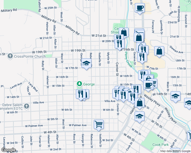 map of restaurants, bars, coffee shops, grocery stores, and more near 1350 W 16th St in Sioux City