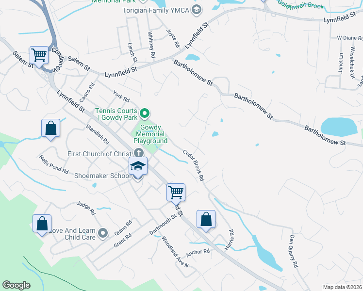 map of restaurants, bars, coffee shops, grocery stores, and more near 390 Cedar Brook Road in Lynn