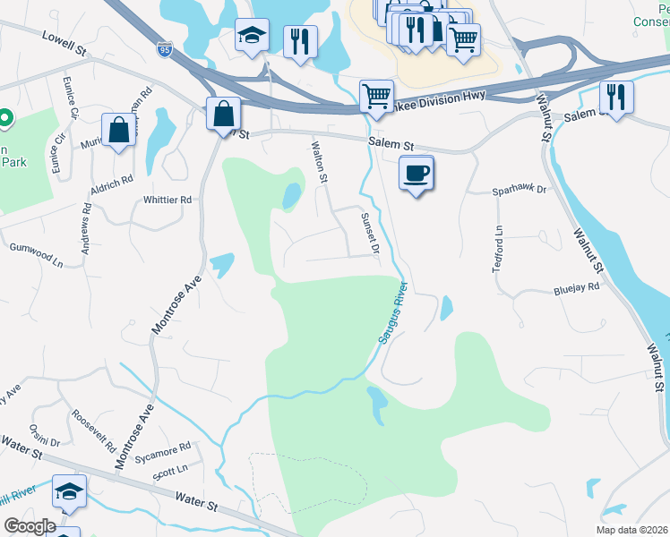map of restaurants, bars, coffee shops, grocery stores, and more near 20 Renee Drive in Wakefield