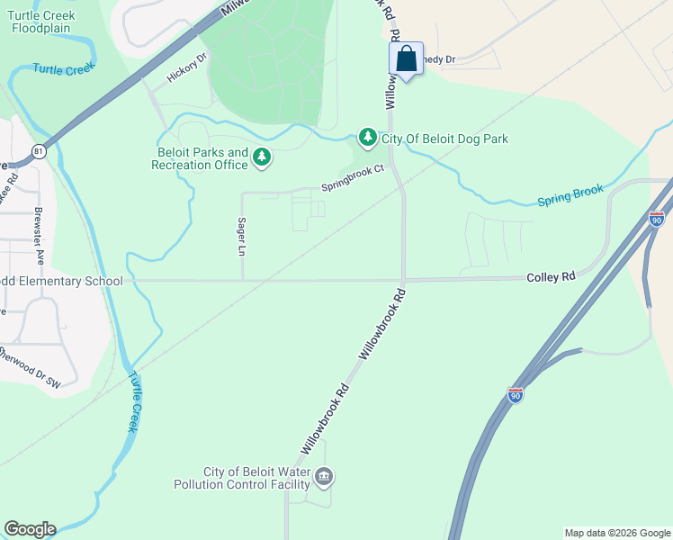 map of restaurants, bars, coffee shops, grocery stores, and more near 1901 Colley Road in Beloit