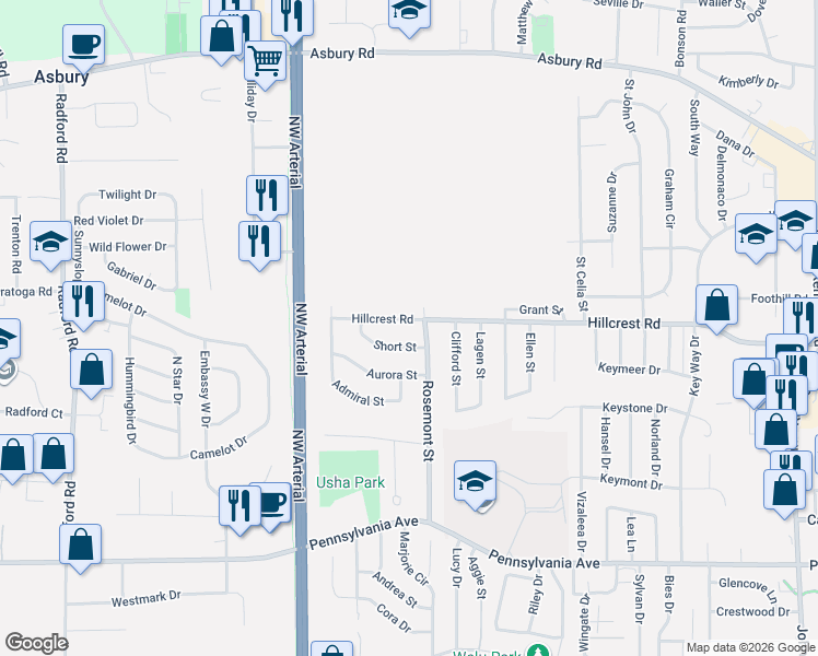 map of restaurants, bars, coffee shops, grocery stores, and more near 3863 Short Street in Dubuque
