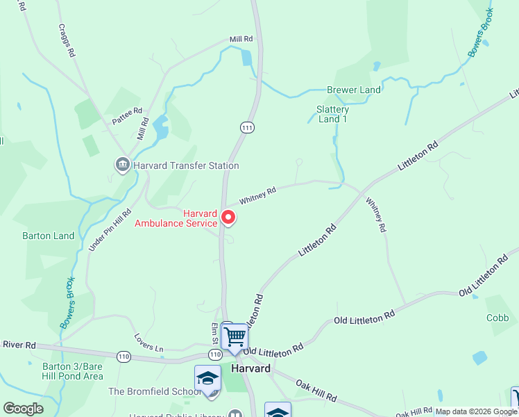 map of restaurants, bars, coffee shops, grocery stores, and more near 14 Whitney Road in Harvard