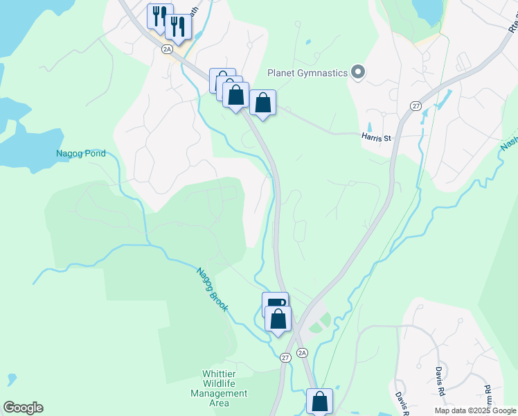 map of restaurants, bars, coffee shops, grocery stores, and more near 380a Great Road in Acton
