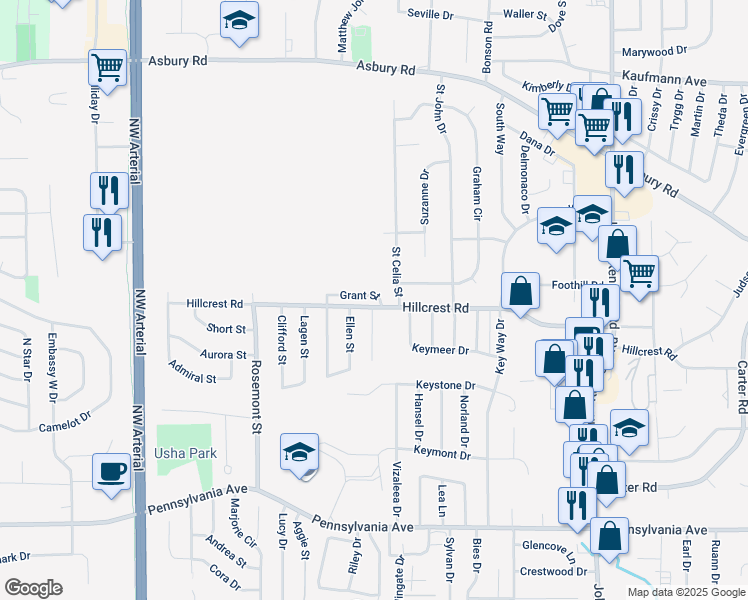 map of restaurants, bars, coffee shops, grocery stores, and more near 2070 Winne Ct in Dubuque