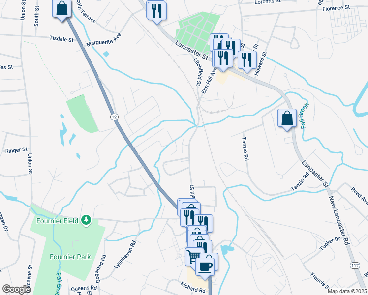 map of restaurants, bars, coffee shops, grocery stores, and more near 193 Litchfield Street in Leominster