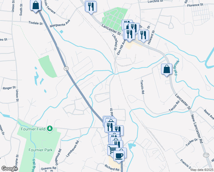 map of restaurants, bars, coffee shops, grocery stores, and more near 193 Litchfield Street in Leominster