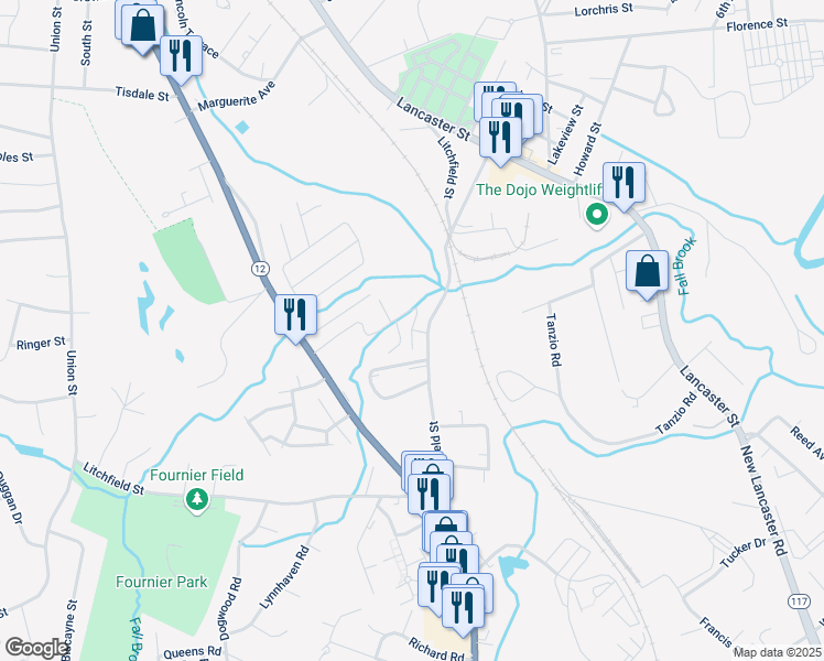 map of restaurants, bars, coffee shops, grocery stores, and more near 108 Meadow Pond Drive in Leominster