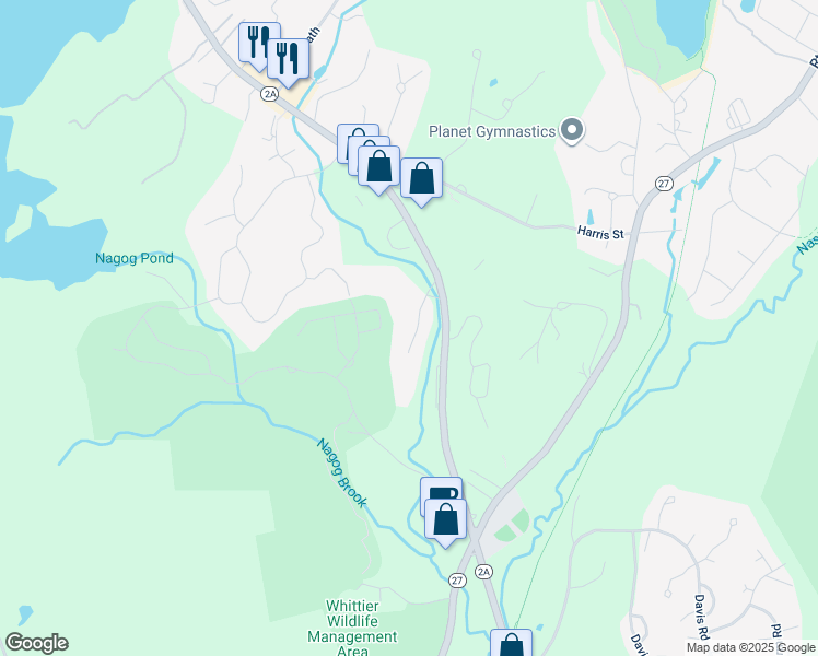 map of restaurants, bars, coffee shops, grocery stores, and more near 388 Great Road in Acton