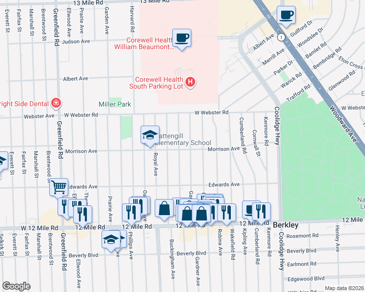 map of restaurants, bars, coffee shops, grocery stores, and more near 4081 Tyler Avenue in Berkley