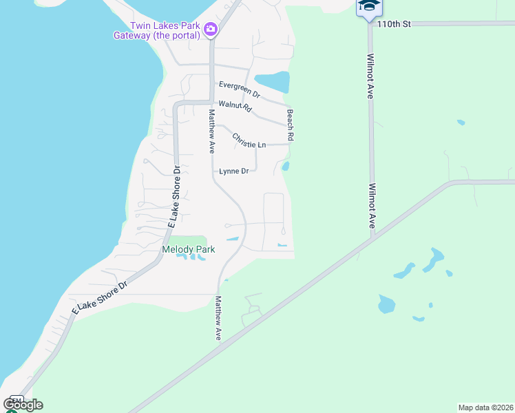 map of restaurants, bars, coffee shops, grocery stores, and more near 2121 Laurie Lane in Twin Lakes