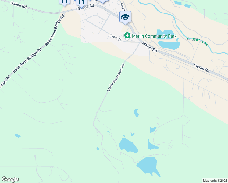 map of restaurants, bars, coffee shops, grocery stores, and more near 605 Merlin Sanitarium Road in Merlin