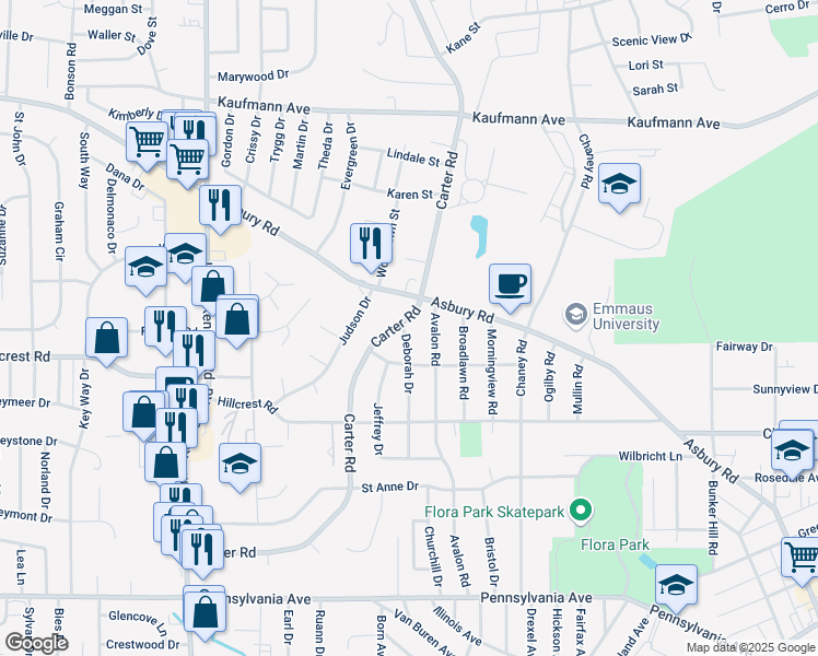 map of restaurants, bars, coffee shops, grocery stores, and more near 2170 Deborah Drive in Dubuque