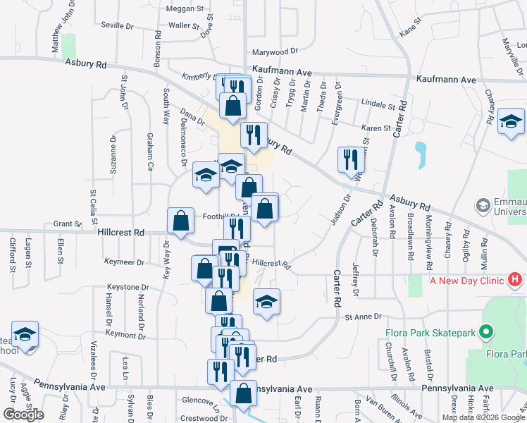 map of restaurants, bars, coffee shops, grocery stores, and more near in Dubuque
