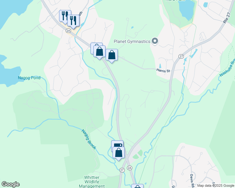 map of restaurants, bars, coffee shops, grocery stores, and more near 392b Great Road in Acton