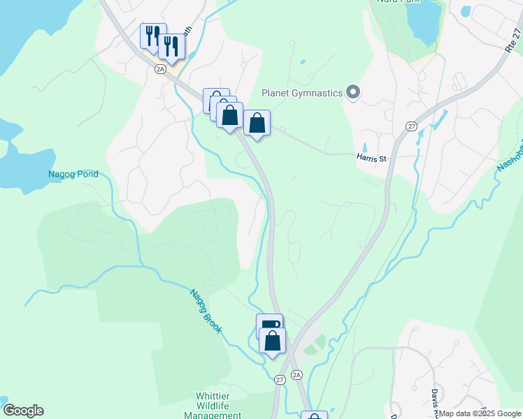 map of restaurants, bars, coffee shops, grocery stores, and more near 392b Great Road in Acton