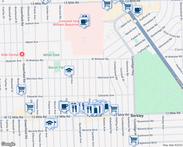 map of restaurants, bars, coffee shops, grocery stores, and more near 4082 Gardner Avenue in Berkley