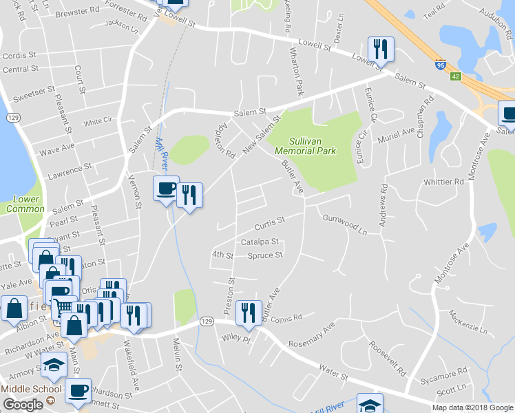 map of restaurants, bars, coffee shops, grocery stores, and more near 16 Wilson Avenue in Wakefield