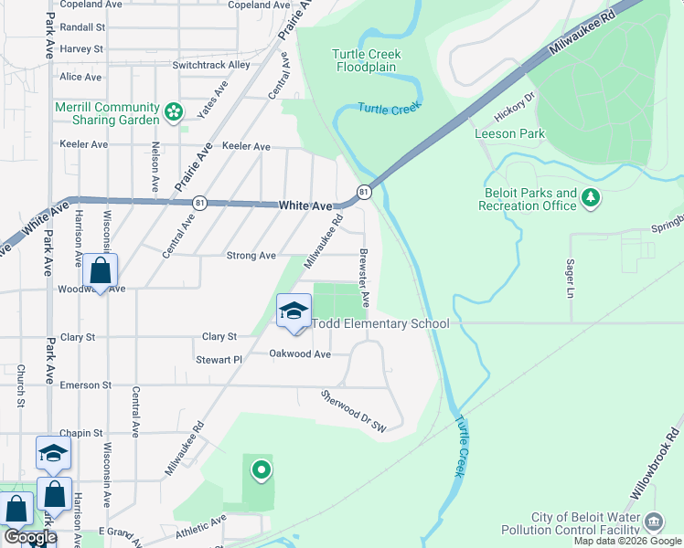 map of restaurants, bars, coffee shops, grocery stores, and more near 1809 Arlington Avenue in Beloit