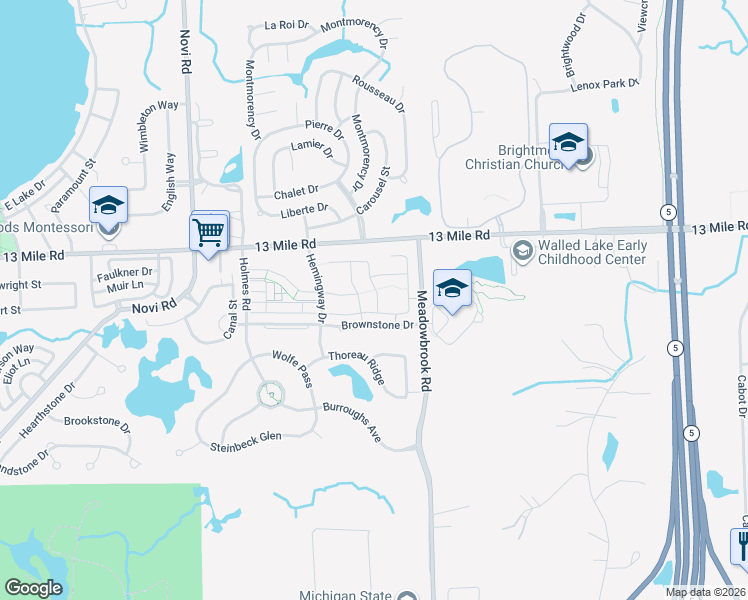 map of restaurants, bars, coffee shops, grocery stores, and more near 29263 Weston Drive in Novi