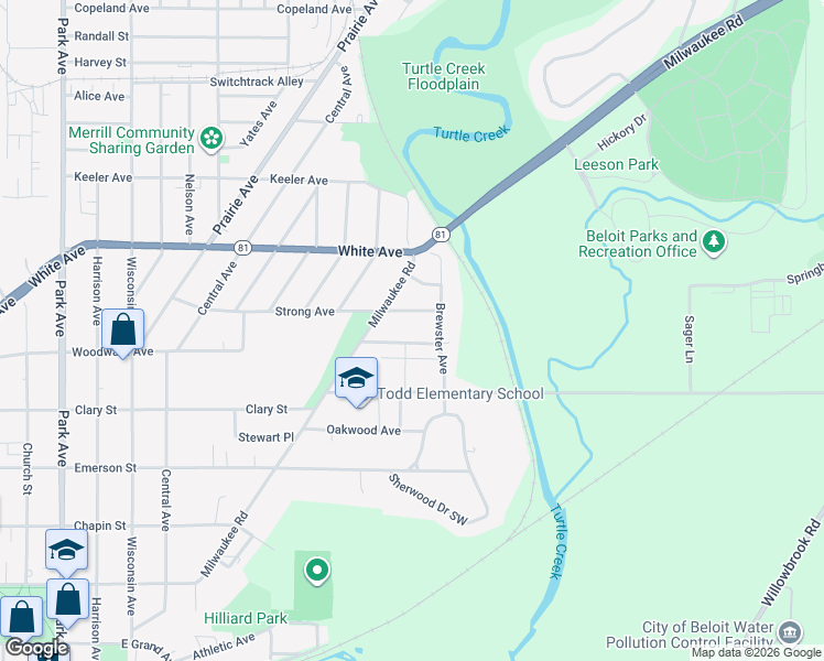 map of restaurants, bars, coffee shops, grocery stores, and more near 1809 Arlington Avenue in Beloit