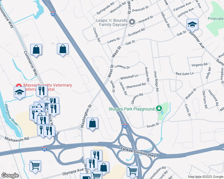 map of restaurants, bars, coffee shops, grocery stores, and more near 25 South Street in Reading